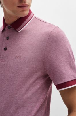 Logo-detail polo shirt in cotton piqu&eacute;, Dark Red