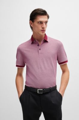 Logo-detail polo shirt in cotton piqu&eacute;, Dark Red