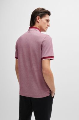 Logo-detail polo shirt in cotton piqu&eacute;, Dark Red