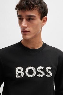 Relaxed-fit cotton-terry sweatshirt with logo artwork, Black