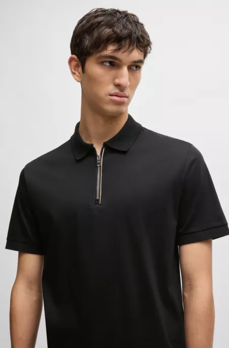 Mercerized-cotton slim-fit polo shirt with zip placket