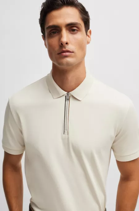 Mercerized-cotton slim-fit polo shirt with zip placket