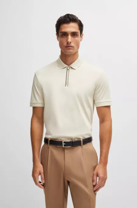Mercerized-cotton slim-fit polo shirt with zip placket