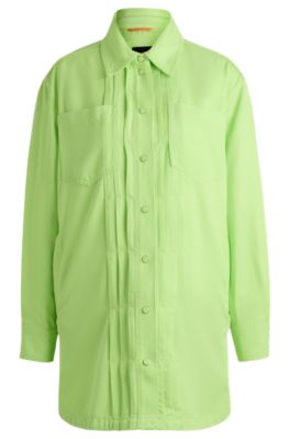 Hugo Boss Relaxed-fit Overshirt In Soft Twill In Green