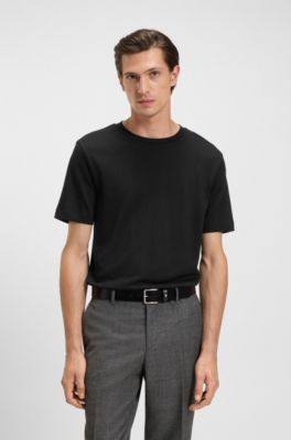 Regular-fit T-shirt in piqu&eacute; fabric, Black