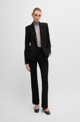 Regular-fit double-breasted jacket in stretch material, Black