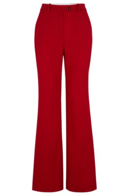 Shop Hugo Boss Regular-fit Trousers In Virgin-wool Twill In Red
