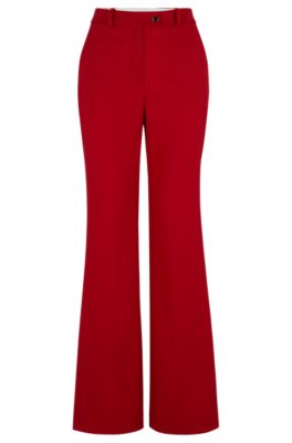 Hugo Boss Regular-fit Trousers In Virgin-wool Twill In Red