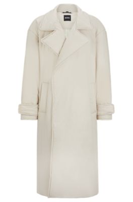 Hugo Boss Relaxed-fit Coat In Padded Cotton In Light Grey