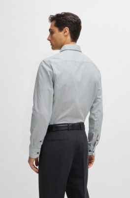 Camisa casual fit en algod&oacute;n estructurado con cuello italiano, Cal