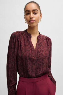 Regular-fit blouse snake-print silk
