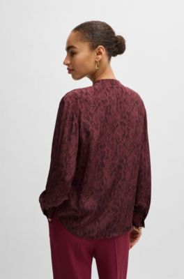 Regular-fit blouse snake-print silk