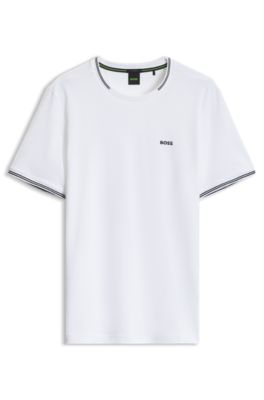 HUGO BOSS Tシャツ サマーニット ロゴ コットン 半袖 ホワイト L BOSS - Cotton piqué T-shirt - White