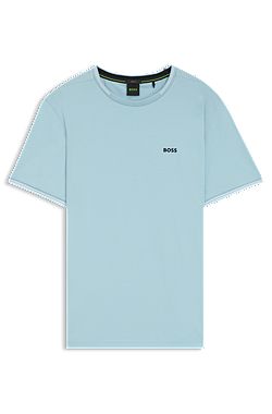 Stretch-cotton T-shirt with stripes and logo