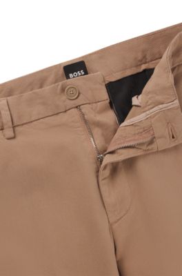 Pantalones slim fit de algod&oacute;n estructurado, Beige claro