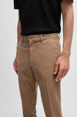 Pantalones slim fit de algod&oacute;n estructurado, Beige claro