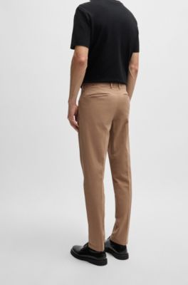 Pantalones slim fit de algod&oacute;n estructurado, Beige claro