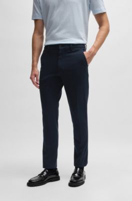 Pantalones slim fit de algod&oacute;n estructurado, Azul oscuro