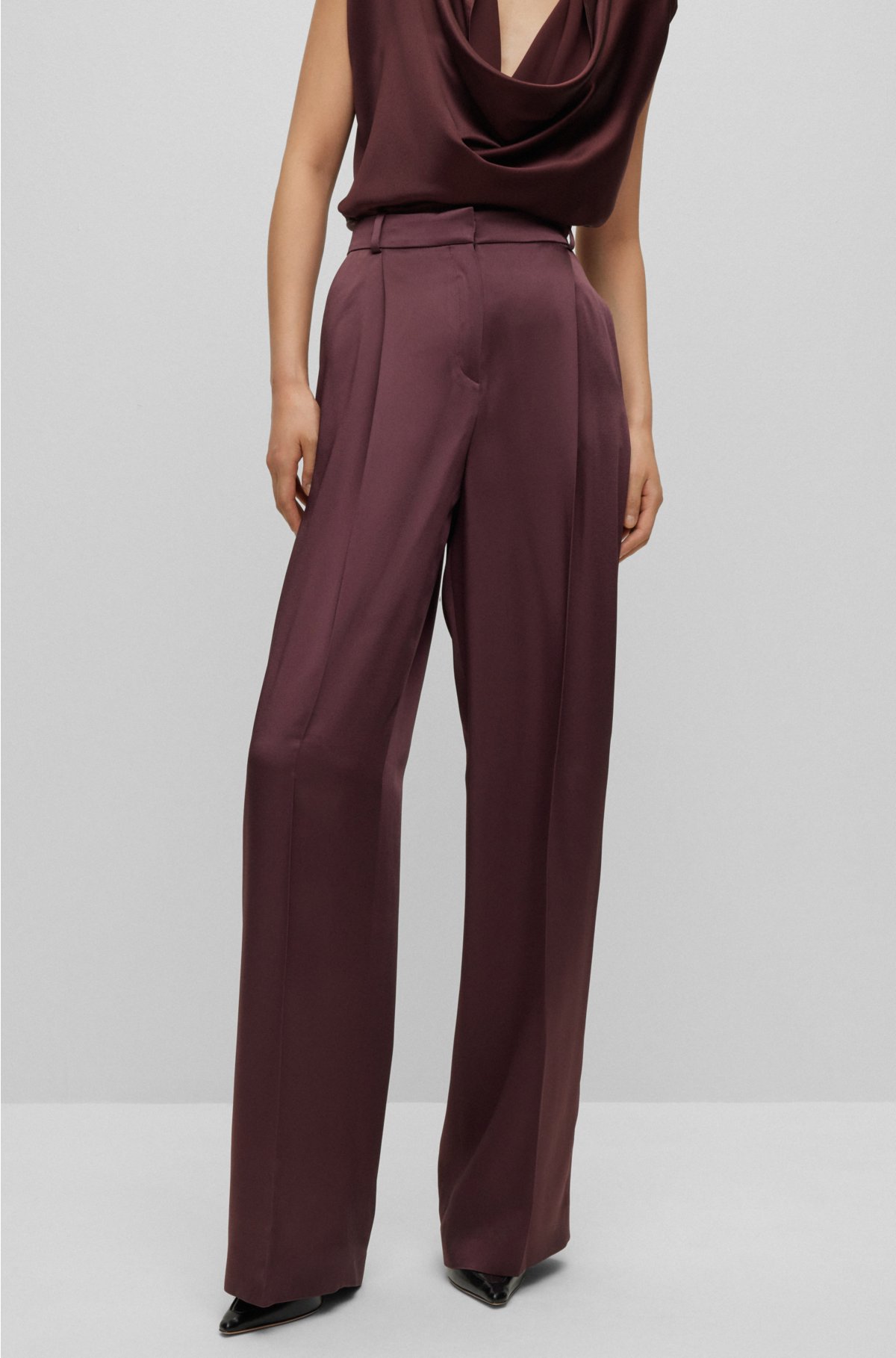 Relaxed Tailored High Waist Wide Leg Trousers