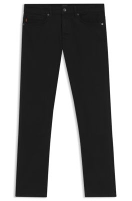 Delaware Slim-fit jeans in stay-black comfort-stretch denim, Black