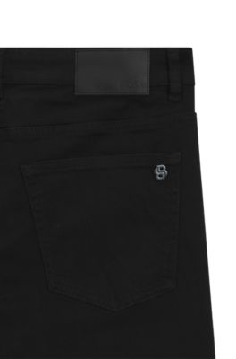 Delaware Slim-fit jeans in stay-black comfort-stretch denim, Black