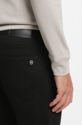 Delaware Slim-fit jeans in stay-black comfort-stretch denim, Black