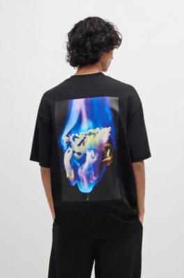 HUGO - Cotton-jersey oversize-fit T-shirt with seasonal artwork
