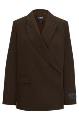 Wool Blend Crepe Single Breasted Blazer