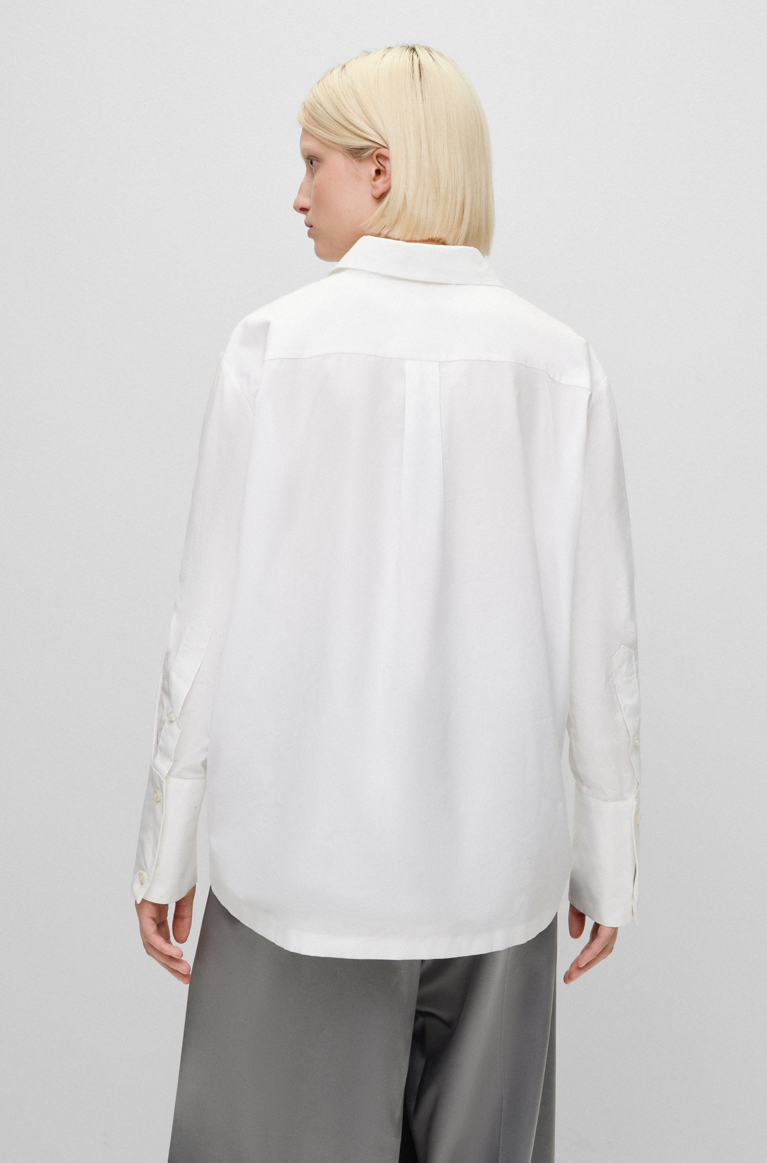 Camisa de corte recto en popelín algodón