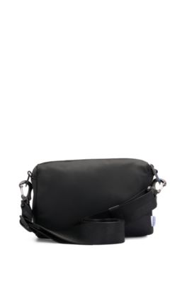 HUGO - Crossbody bag in structured twill with blue logo trim