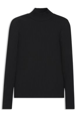 Hugo Boss Stretch-cotton Slim-fit T-shirt With Logo Print In Black