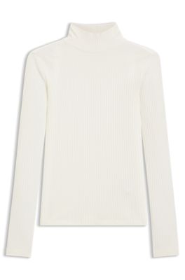 Hugo Boss Stretch-cotton Slim-fit T-shirt With Logo Print In White