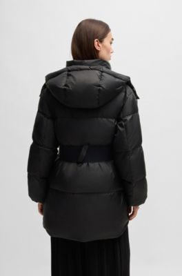 Water Repellent Puffer Detachable Hood Hugo Boss Fur Hood Coat