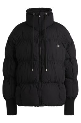 Hugo Boss Water-repellent Jacket With Stacked-logo Badge In Black