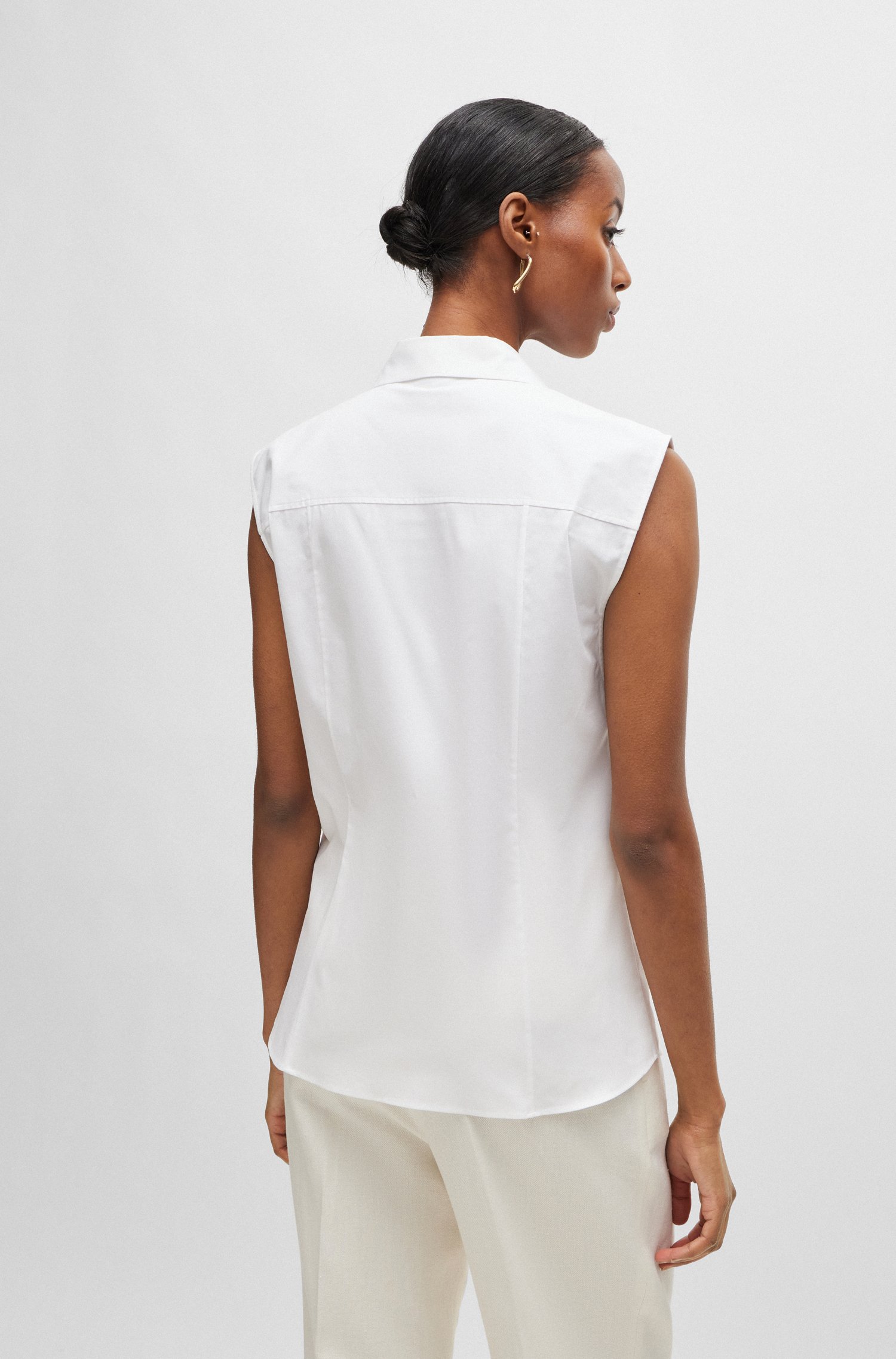 Sleeveless blouse stretch-cotton canvas