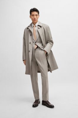 Abrigo repelente al agua en lana virgen con microestampado, Cal