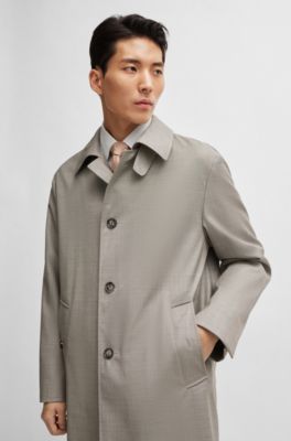 Abrigo repelente al agua en lana virgen con microestampado, Cal