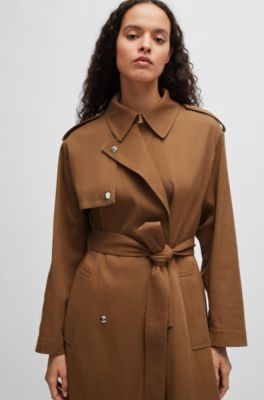 BOSS - Belted trench coat with hardware trims - Brown