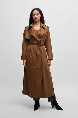 BOSS - Belted trench coat with hardware trims