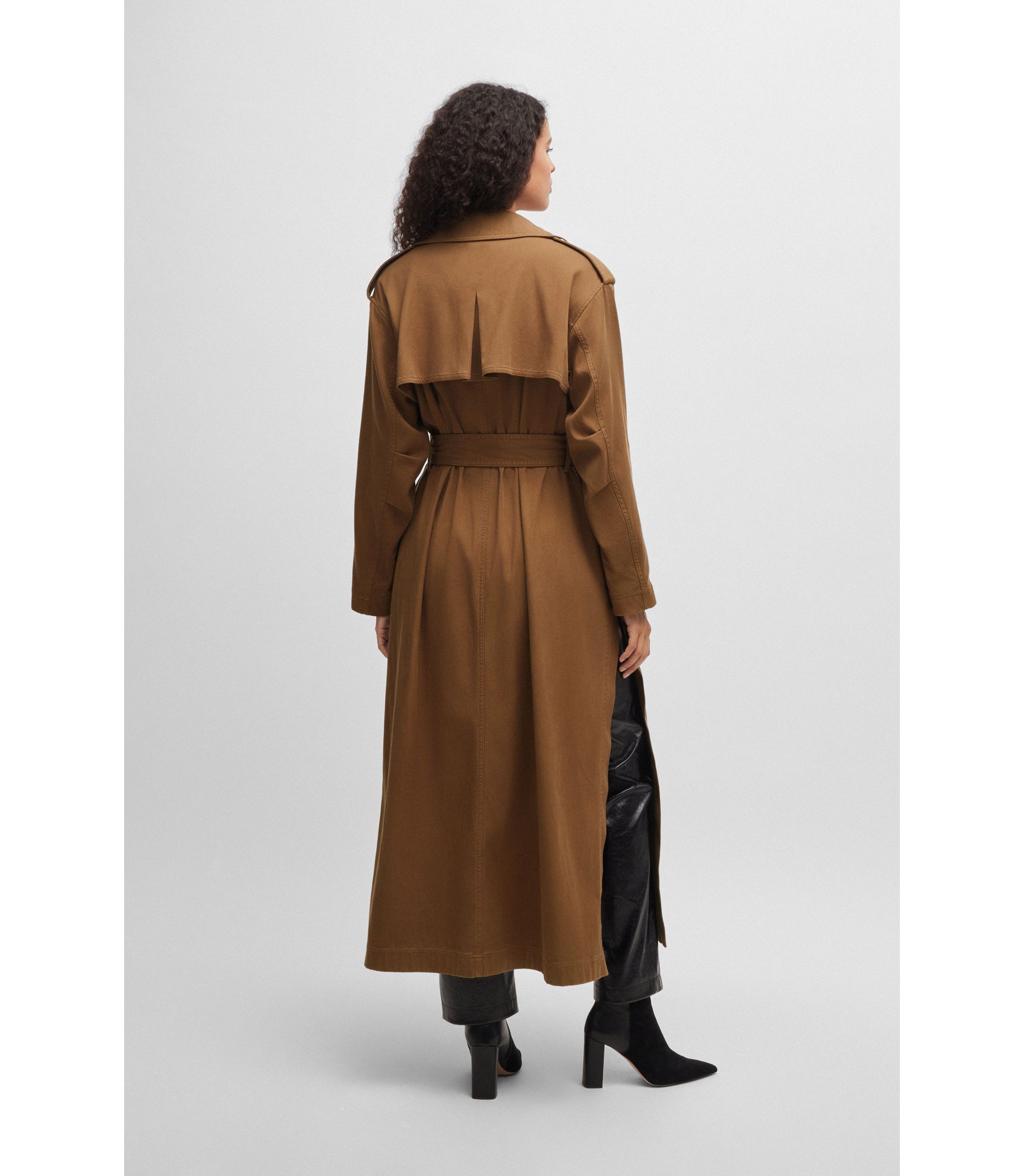 BOSS - Belted trench coat with hardware trims - Brown