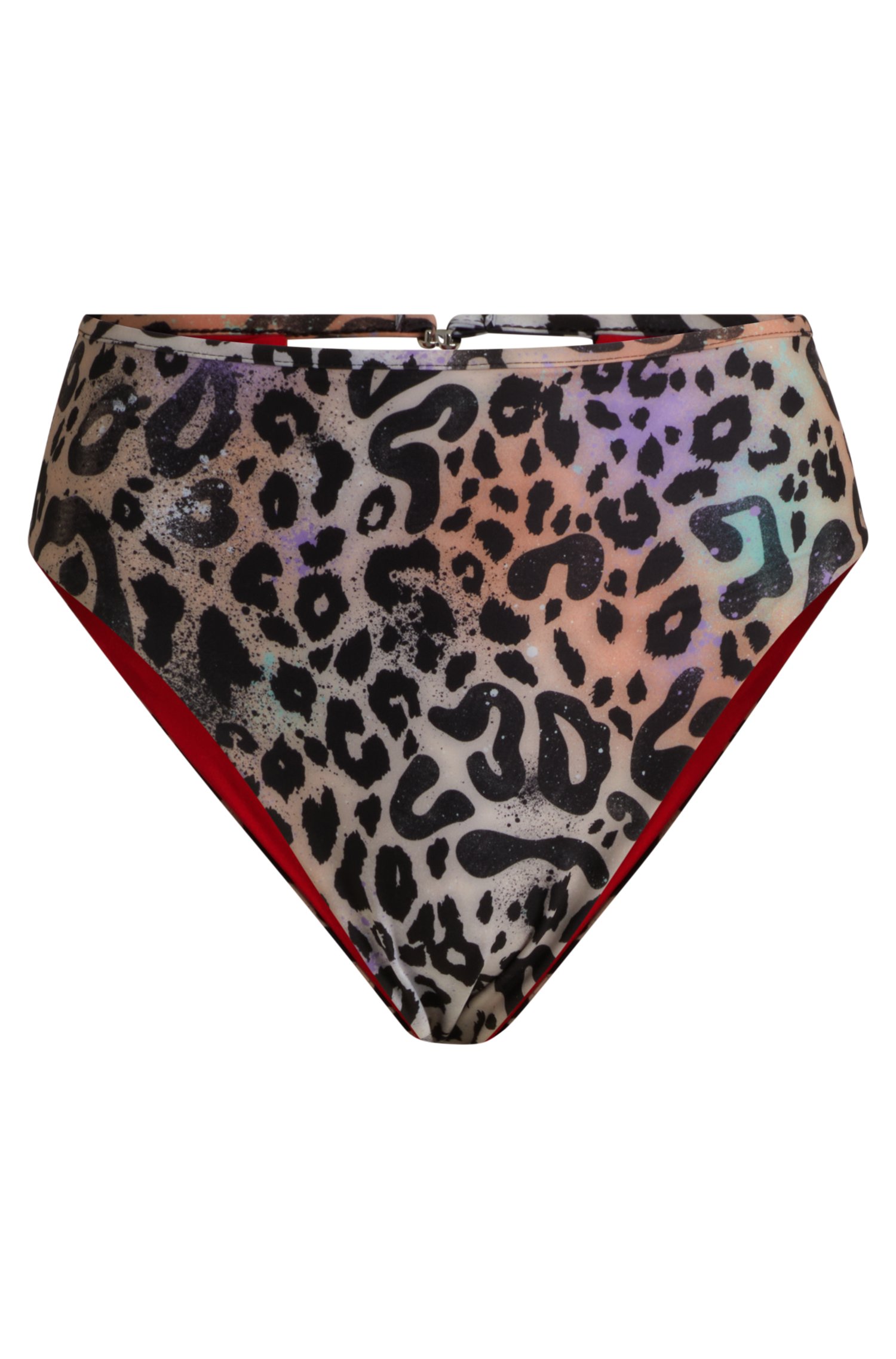 Animal-print bikini bottoms with stacked-logo charm