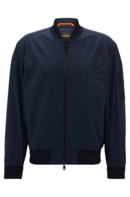 Hugo Boss Water-repellent Jacket With Zipped Sleeve Pocket In Dark Blue