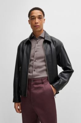 Camisa casual fit en sarga de espiga, Rojo claro