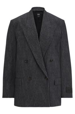 BOSS Double-breasted pinstriped linen suit メンズ BOSS Tailored Double-Breasted Linen Suit With Pinstripe