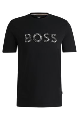 Cotton-jersey T-shirt with logo detail, Black