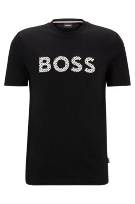 Hugo Boss Cotton-jersey T-shirt With Logo Detail In Black