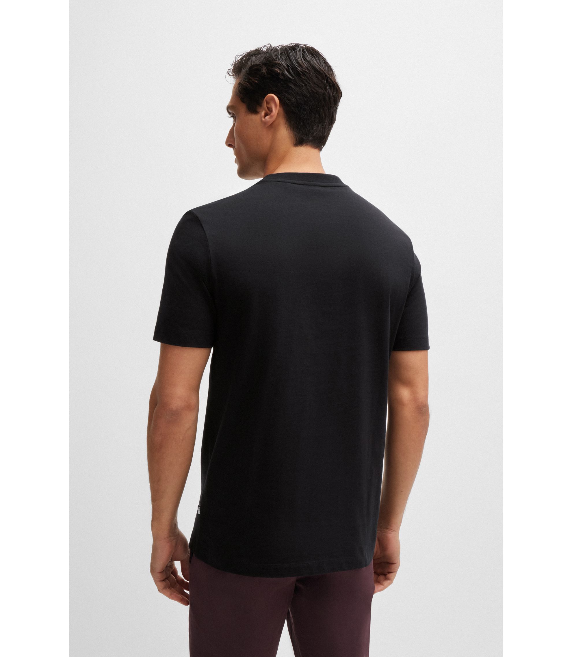 BOSS - Cotton-jersey T-shirt with logo detail - Black
