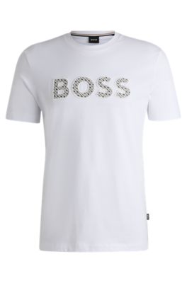 Shop Hugo Boss Cotton-jersey T-shirt With Logo Detail In White
