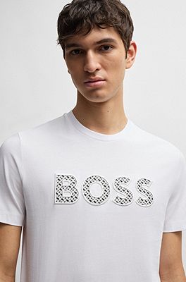 BOSS - Cotton-jersey T-shirt with logo detail