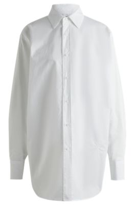 Regular-fit blouse in cotton with Double B monogram, White
